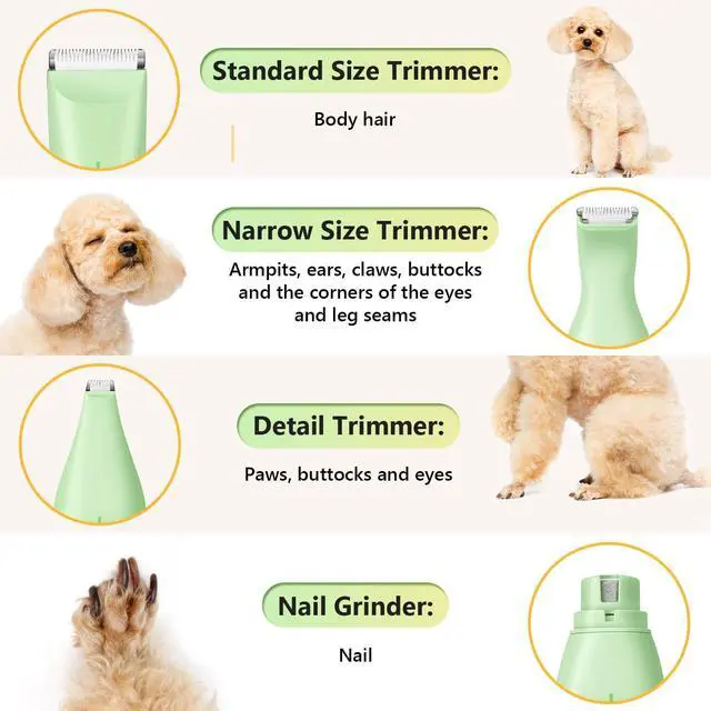 Alt view image 3 of 7 - SUPRENT Dog Grooming Kit, 4 in 1 Dog Clippers for Grooming Supplies, Cordless Electric Pet Nail Grinder Cat Paw Trimmer Professional Long Hair Shaver Set for Cat Matted Hair and Small Dogs Thick Coats