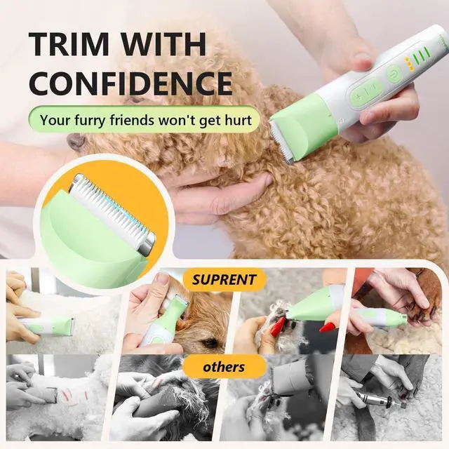 Alt view image 6 of 7 - SUPRENT Dog Grooming Kit, 4 in 1 Dog Clippers for Grooming Supplies, Cordless Electric Pet Nail Grinder Cat Paw Trimmer Professional Long Hair Shaver Set for Cat Matted Hair and Small Dogs Thick Coats