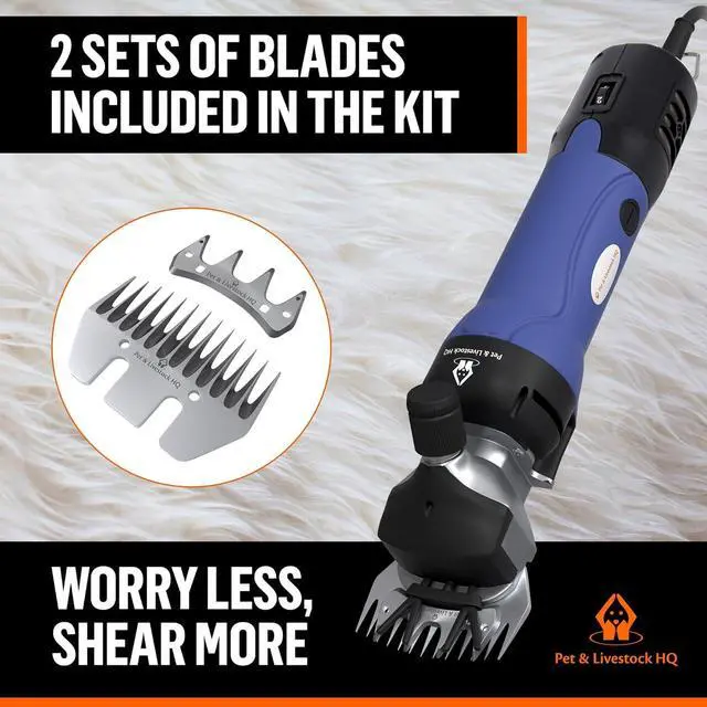 Alt view image 4 of 7 - Sheep Shears Electric Clippers 2500RPM, 6-Speed Control - Heavy Duty Livestock Grooming Kit for Sheep, Goats, Alpacas, Llamas - Case, Low Vibration, 18.3ft Cord (2 Blades Included)