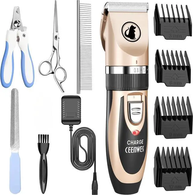 Main image of Ceenwes Dog Clippers Low Noise Pet Clippers Rechargeable Trimmer Cordless Grooming Tool Professional Dog Hair Trimmer with Comb Guides Scissors for Dogs Cats & OthersGold