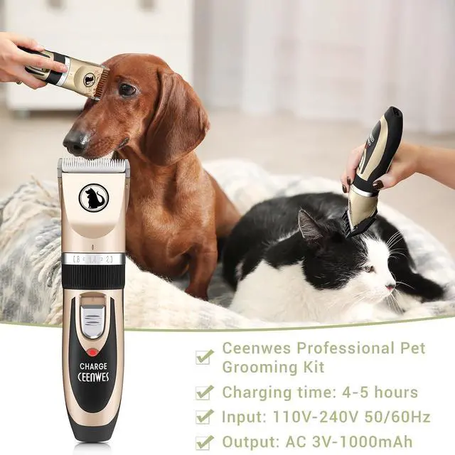 Alt view image 6 of 7 - Ceenwes Dog Clippers Low Noise Pet Clippers Rechargeable Trimmer Cordless Grooming Tool Professional Dog Hair Trimmer with Comb Guides Scissors for Dogs Cats & OthersGold
