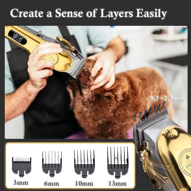 Alt view image 3 of 7 - yucca Dog Grooming Clippers for Thick Heavy Coats, Cordless Animal Clippers Professional, Rechargeable Low Noise Clippers, Thick Fur Clippers with Metal Blade for Pets Dogs Cats