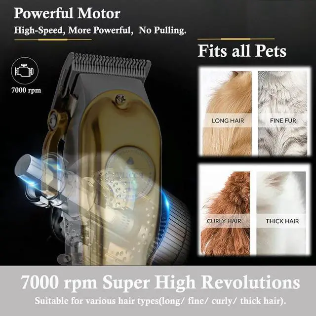Alt view image 4 of 7 - yucca Dog Grooming Clippers for Thick Heavy Coats, Cordless Animal Clippers Professional, Rechargeable Low Noise Clippers, Thick Fur Clippers with Metal Blade for Pets Dogs Cats