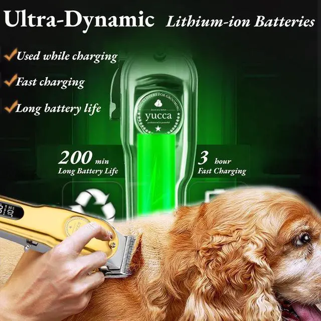 Alt view image 6 of 7 - yucca Dog Grooming Clippers for Thick Heavy Coats, Cordless Animal Clippers Professional, Rechargeable Low Noise Clippers, Thick Fur Clippers with Metal Blade for Pets Dogs Cats