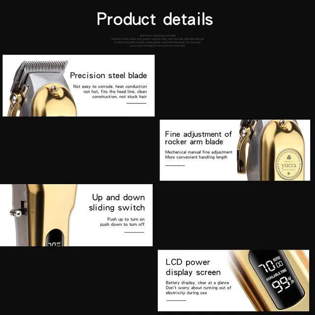 Alt view image 7 of 7 - yucca Dog Grooming Clippers for Thick Heavy Coats, Cordless Animal Clippers Professional, Rechargeable Low Noise Clippers, Thick Fur Clippers with Metal Blade for Pets Dogs Cats