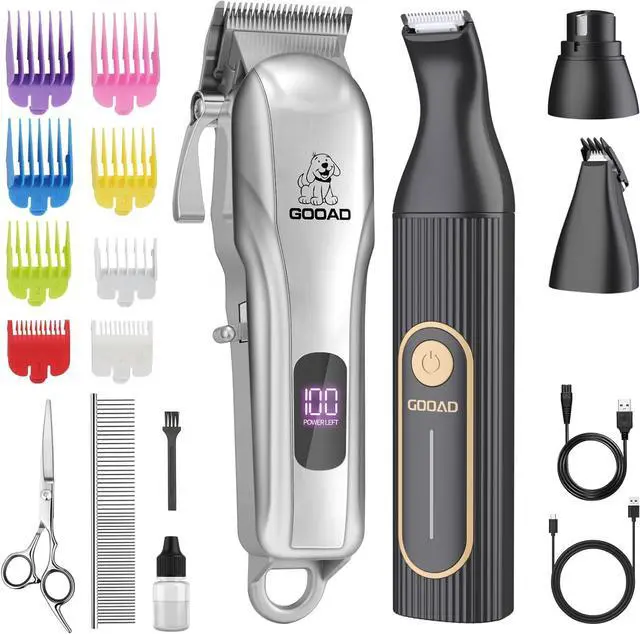 Main image of Dog Clippers Grooming Kit with Paw Trimmer for Thick/Matted/Knotted/Hair | 3-in-1 Clipper+Paw Trimmer+Nail Grinder,Low Noise,<55dB Quiet,Rechargeable Cordless,4Hours Runtime,LED Display,8 Combs