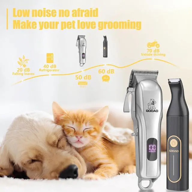 Alt view image 5 of 6 - Dog Clippers Grooming Kit with Paw Trimmer for Thick/Matted/Knotted/Hair | 3-in-1 Clipper+Paw Trimmer+Nail Grinder,Low Noise,<55dB Quiet,Rechargeable Cordless,4Hours Runtime,LED Display,8 Combs