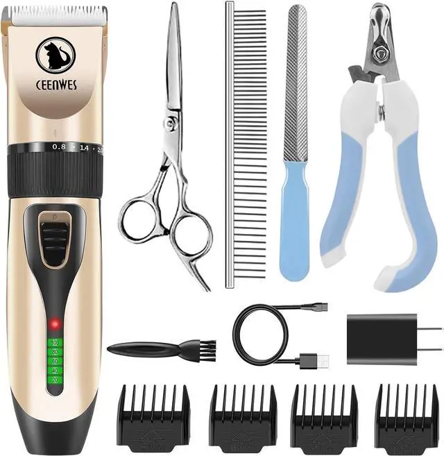Main image of Power Display Dog Clippers Cordless Dog Grooming Kit Professional Horse Clippers Detachable Blade with 4 Comb Guides, Low Noise Pet Clippers Rechargeable Pet Grooming Tools for Dogs Cats Pets