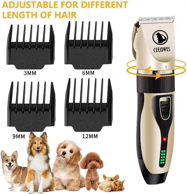 Alt view image 4 of 5 - Power Display Dog Clippers Cordless Dog Grooming Kit Professional Horse Clippers Detachable Blade with 4 Comb Guides, Low Noise Pet Clippers Rechargeable Pet Grooming Tools for Dogs Cats Pets