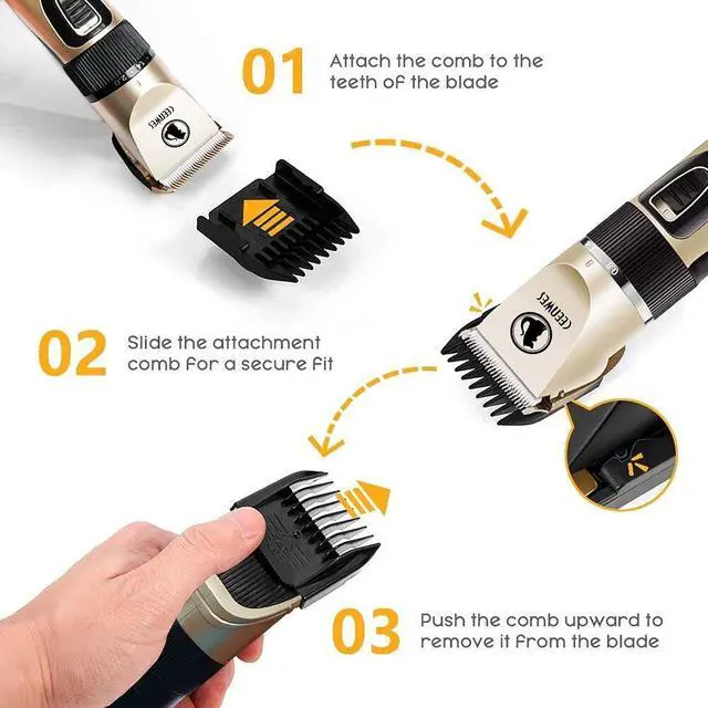 Alt view image 2 of 5 - Power Display Dog Clippers Cordless Dog Grooming Kit Professional Horse Clippers Detachable Blade with 4 Comb Guides, Low Noise Pet Clippers Rechargeable Pet Grooming Tools for Dogs Cats Pets