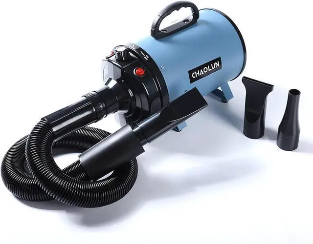 Alt view image 2 of 7 - Dog Dryer for Pet Grooming, High Velocity Pet Hair Dryer with Heater, Adjustable Speed, 3 Nozzles and a Comb, Blue