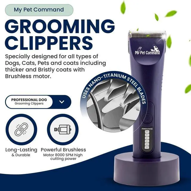 Alt view image 3 of 6 - My Pet Command Professional Light Weight Cordless Dog Grooming Clipper | Hair Trimmer, Brushless Motor, Heavy Duty Kit for Dogs, Pets, Cats and Thick Coats Low Noise, Replaceable cool running blades