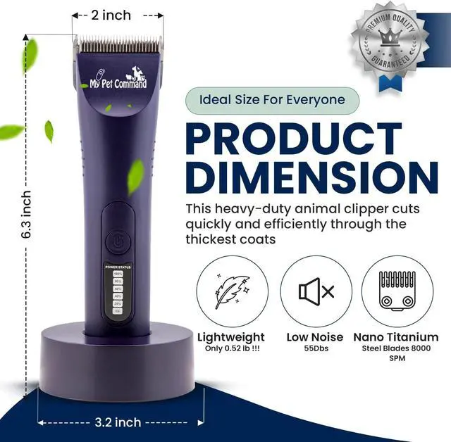 Alt view image 5 of 6 - My Pet Command Professional Light Weight Cordless Dog Grooming Clipper | Hair Trimmer, Brushless Motor, Heavy Duty Kit for Dogs, Pets, Cats and Thick Coats Low Noise, Replaceable cool running blades
