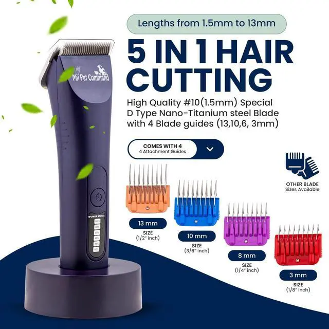 Alt view image 6 of 6 - My Pet Command Professional Light Weight Cordless Dog Grooming Clipper | Hair Trimmer, Brushless Motor, Heavy Duty Kit for Dogs, Pets, Cats and Thick Coats Low Noise, Replaceable cool running blades