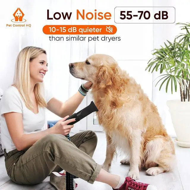 Alt view image 2 of 7 - High-Velocity Dog Dryer for Grooming - Quiet Pet Hair Blow Dryer with Heater, 4 Nozzles & Adjustable Speed - Professional Dog Blower for Large Dogs, Thick Coats & Deshedding