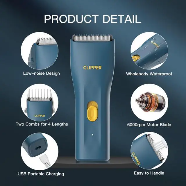 Alt view image 2 of 7 - Dog Grooming Kit Clipper for Thick Coat | Low Noise, Cordless Cat Hair Trimmer, Rechargeable Shaver Pet Grooming Tools
