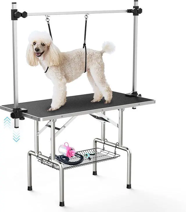 Main image of Lyromix 36'' Foldable Dog Grooming Table with Arms/Nooses/Mesh Tray, Black
