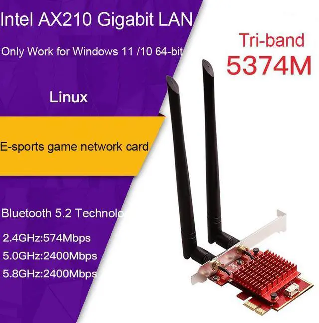 Main image of Jicheng WiFi 6E PCI-e Bluetooth 5.2 Dual Band Wireless Adapter for Desktop PC (2 Pack)