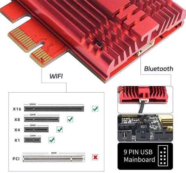 Alt view image 5 of 7 - Jicheng WiFi 6E PCI-e Bluetooth 5.2 Dual Band Wireless Adapter for Desktop PC (2 Pack)
