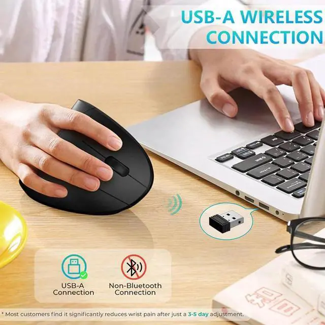 Alt view image 3 of 7 - Jicheng 2.4G Wireless Vertical Mouse Ergonomic Optical Mice w/ 6 Buttons 3 Adjustable DPI 800/1200/1600 Levels for Laptop, Mac, PC