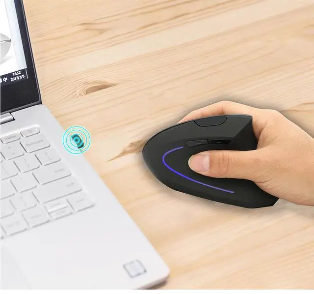 Alt view image 5 of 7 - Jicheng 2.4G Wireless Vertical Mouse Ergonomic Optical Mice w/ 6 Buttons 3 Adjustable DPI 800/1200/1600 Levels for Laptop, Mac, PC