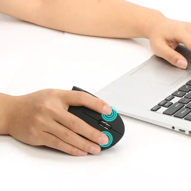 Alt view image 7 of 7 - Jicheng 2.4G Wireless Vertical Mouse Ergonomic Optical Mice w/ 6 Buttons 3 Adjustable DPI 800/1200/1600 Levels for Laptop, Mac, PC
