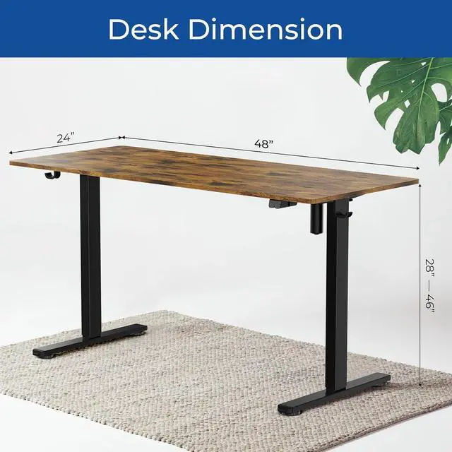 Alt view image 2 of 6 - Height Adjustable 48" Electric Standing Desk - Upgraded Ultra Durable Home Office Large Rectangular Computer or Laptop Sit Stand Workstation - 48 x 24 Inch