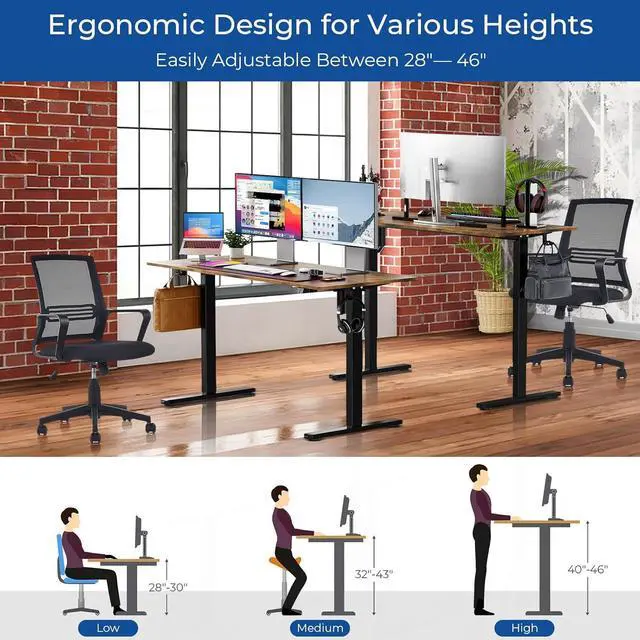 Alt view image 3 of 6 - Height Adjustable 48" Electric Standing Desk - Upgraded Ultra Durable Home Office Large Rectangular Computer or Laptop Sit Stand Workstation - 48 x 24 Inch