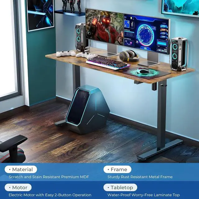 Alt view image 4 of 6 - Height Adjustable 48" Electric Standing Desk - Upgraded Ultra Durable Home Office Large Rectangular Computer or Laptop Sit Stand Workstation - 48 x 24 Inch