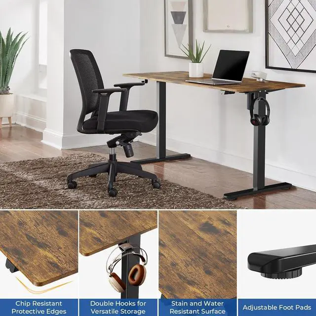 Alt view image 5 of 6 - Height Adjustable 48" Electric Standing Desk - Upgraded Ultra Durable Home Office Large Rectangular Computer or Laptop Sit Stand Workstation - 48 x 24 Inch