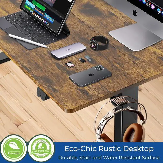 Alt view image 6 of 6 - Height Adjustable 48" Electric Standing Desk - Upgraded Ultra Durable Home Office Large Rectangular Computer or Laptop Sit Stand Workstation - 48 x 24 Inch