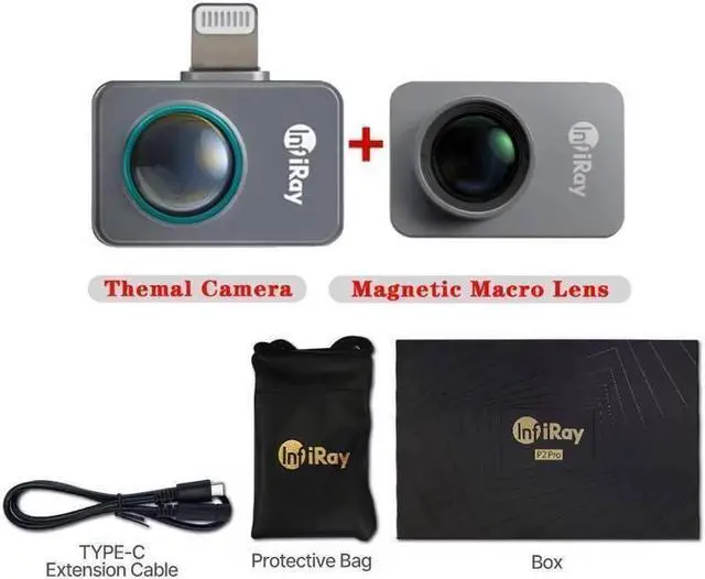 Alt view image 7 of 7 - InfiRay P2 Pro Thermal Camera 25 Hz Thermal Imager for iPhone iOS 256x192 IR Thermal +Magnetic Macro lens