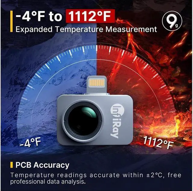 Alt view image 6 of 7 - InfiRay P2 Pro Thermal Camera 25 Hz Thermal Imager for iPhone iOS 256x192 IR Thermal +Magnetic Macro lens