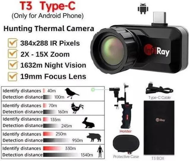 Main image of InfiRay T3 Thermal Night Vision Detector Type C IR 384x288 Thermal Camera (T3+holder)