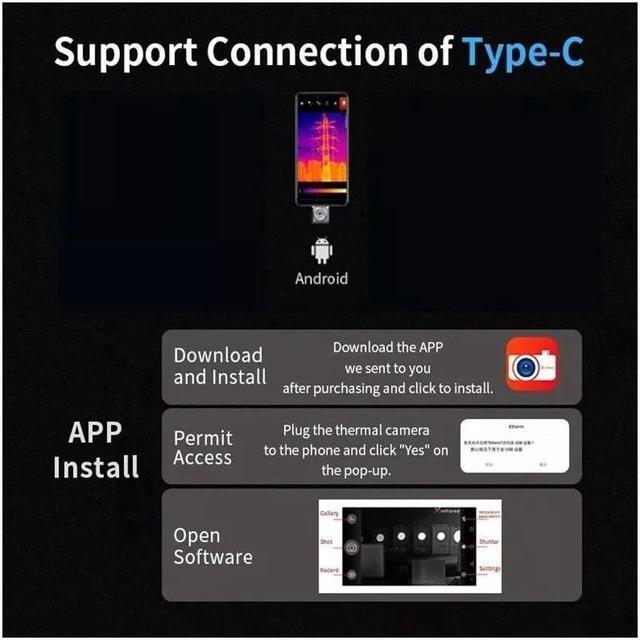 Alt view image 5 of 7 - Xinfrared T3S Thermal Camera Night Vision Thermal Imager for Android Type-C