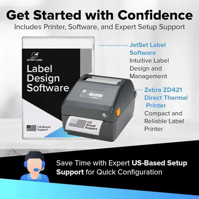 Alt view image 7 of 7 - Ze,br,a ZD421 Direct Thermal Desktop Printer 300DPI ZD4AC43-309M00EZ W/USB Cable