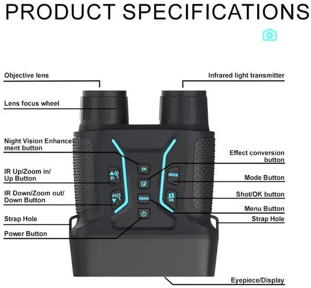 Alt view image 3 of 7 - NV2183 4.5" TFT Infrared Night Vision Binocular 36MP 4K HD Vdieo 8X Digital Zoom