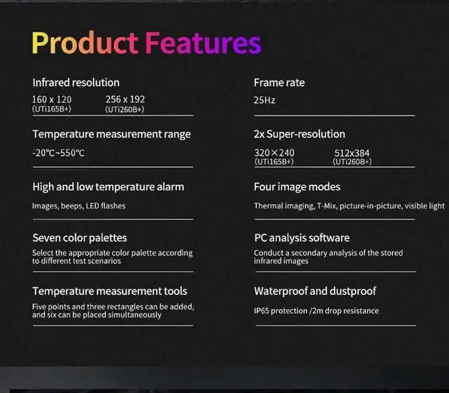 Alt view image 7 of 7 - UNI-T UTi165B+ Infrared Thermal Imager IR Camera 2MP 160×120 IR resolution WiFi
