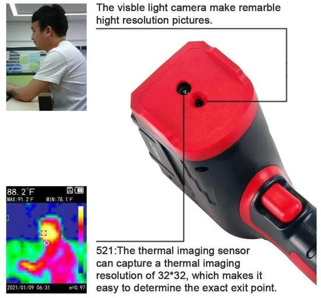 Alt view image 2 of 7 - Noyafa NF-521 Infrared Thermal Temperature Imager Camera W/ 8GB Heating Detector