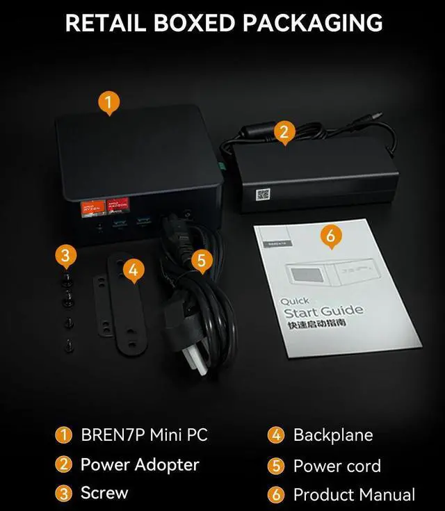 Alt view image 7 of 7 - BREN7P Mini PC AMD Ryzen 7 7840HS 5.1GHz, 32GB DDR5 RAM, 1TB PCIe 4.0 SSD Desktop Compute, Triple 4K Display, WiFi 6 BT5.2 W-11