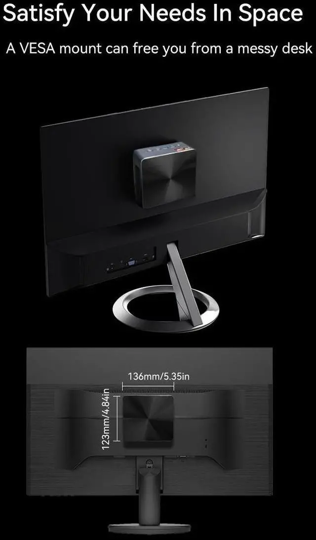 Alt view image 6 of 7 - BREN7P Mini PC AMD Ryzen 7 7840HS 5.1GHz, 64GB DDR5 RAM, 512GB PCIe 4.0 SSD Desktop Compute, Triple 4K Display, WiFi 6 BT5.2 W-11