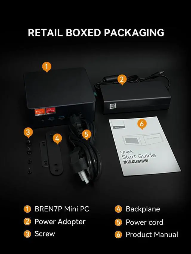 Alt view image 7 of 7 - BREN7P Mini PC AMD Ryzen 7 7840HS 5.1GHz, 16GB DDR5 RAM, 1TB PCIe 4.0 SSD Desktop Compute, Triple 4K Display, WiFi 6 BT5.2 W-11