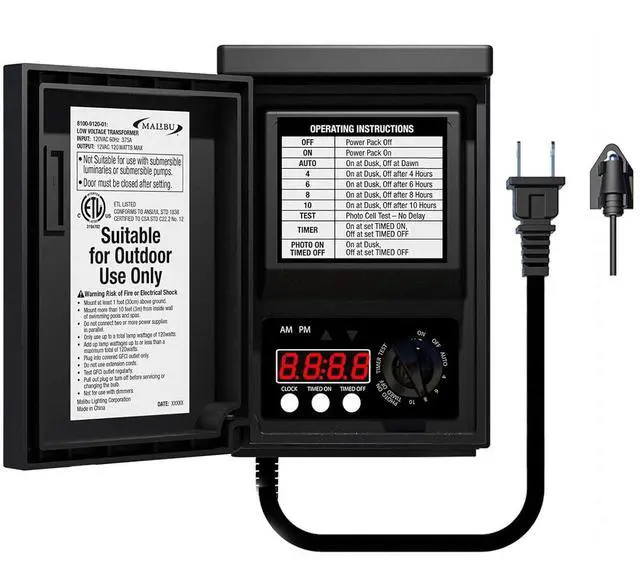 Main image of 120 Watt Power Pack with Sensor and Weather Shield for Low Voltage Landscape Lighting Spotlight Outdoor Transformer 120V Input 12V Output 8100-9120-01