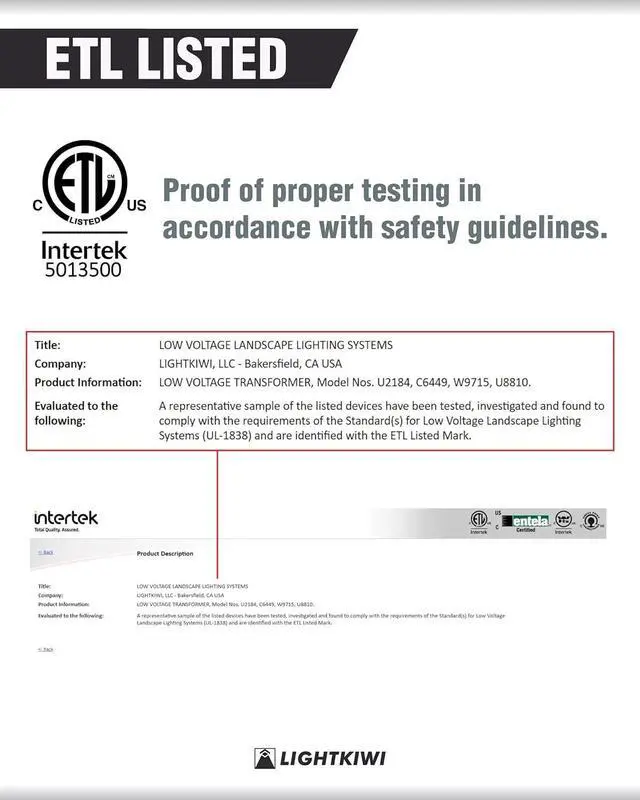 Alt view image 7 of 7 - U2184 75W Outdoor Low Voltage Landscape Lighting Transformer 120V AC to (12V-15V AC) Multi-Tap - Weatherproof for Pathway Lights, Spotlight and Pool/Spa Lightings - ETL Listed