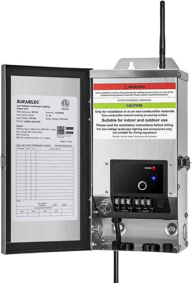 Main image of SURAIELEC 300W Smart Landscape Lighting Transformer, 2.4 Ghz Wi-Fi Low Voltage Outdoor Light Timer for Spotlight, Pathway Light, Alexa & Google Assistant Compatible, Astronomical Timer, ETL Listed