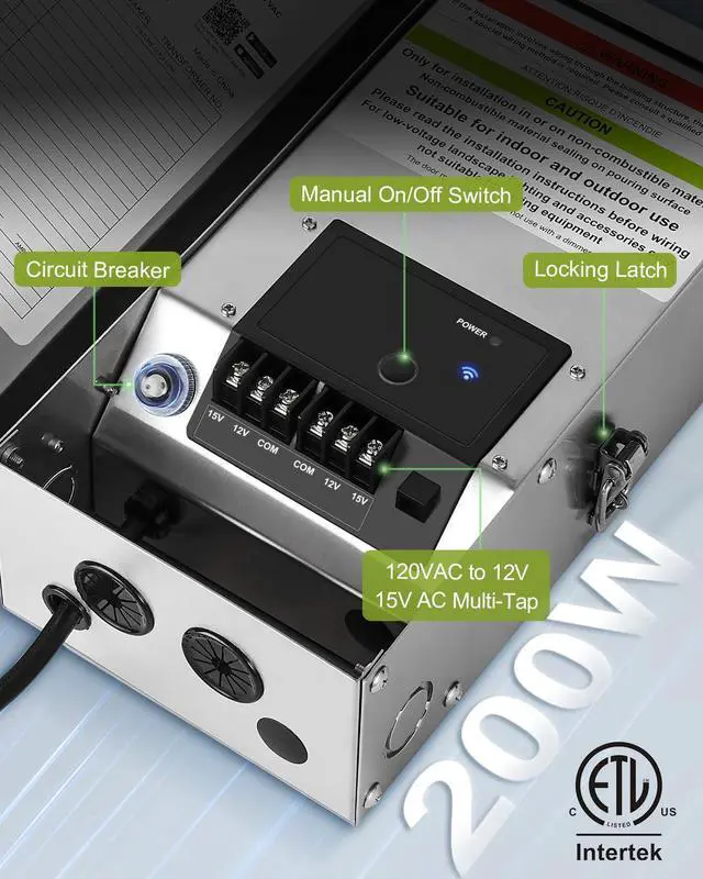 Alt view image 3 of 7 - 200 Watt Smart Low Voltage Landscape Transformer (12V/15V AC), 2.4Ghz Wi-Fi Transformers for Landscape Lighting, Astronomical Timer, Work with Alexa & Google Assistant, ETL Listed
