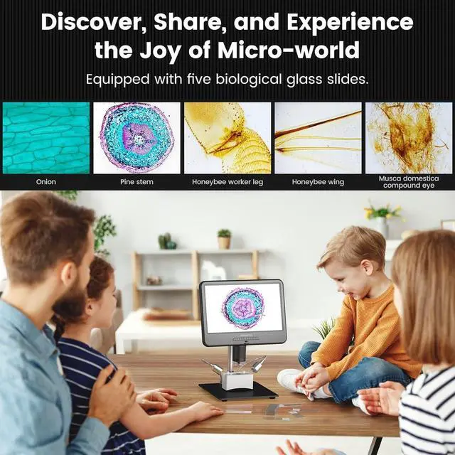 Alt view image 5 of 7 - AD210 10.1 Inch LCD Digital Microscope for Adults, Soldering Microscope for Electronics Repair, Coin Microscope Camera Full View for Error Coins with Light, Biological Slides Kit, 32G Card