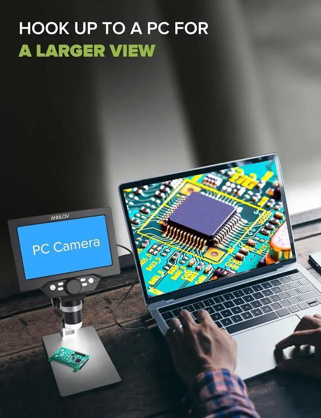 Alt view image 5 of 7 - LCD Digital Microscope ANNLOV 1200X Maginfication 1080P Coin Microscope with Metal Stand,12MP Ultra-Precise Focusing Video Camera for Kids Adults,8 LED Fill Lights Windows/Mac Compatible