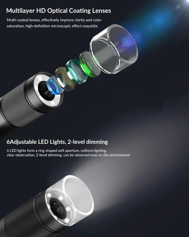 Alt view image 3 of 7 - Digital Microscope, 800X HD Digital Microscope for Adults, with 2" LCD Screen Pocket Microscope for Kids, USB Lab Handheld Digital Microscopes Equipment, with 32GB SD Card