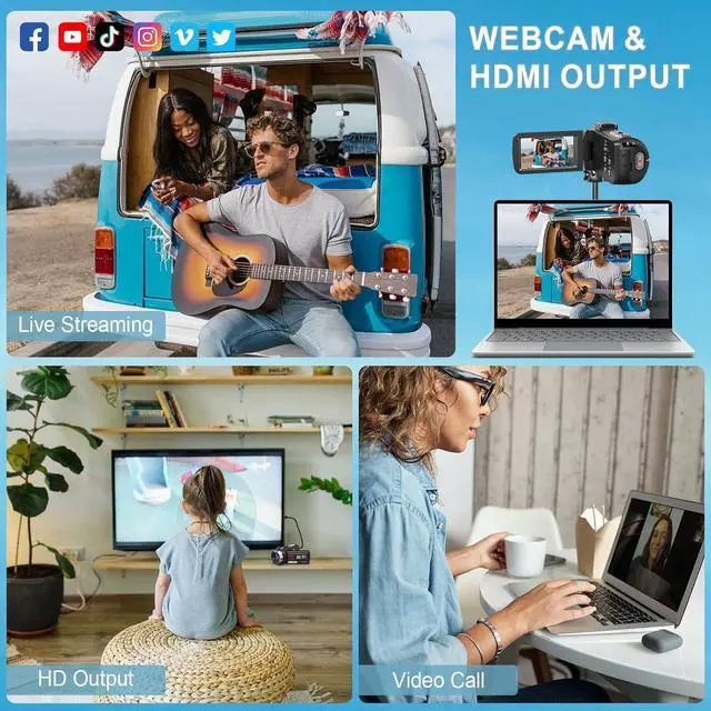 Alt view image 5 of 7 - 8K 64MP Camcorder Video Camera 18X Digital Zoom YouTube Vlogging Camera Webcam IR Night Vision WiFi 3.0Touch Screen Camcorders with Microphone, 32G SD Card, Remote Control and 2 Batteries